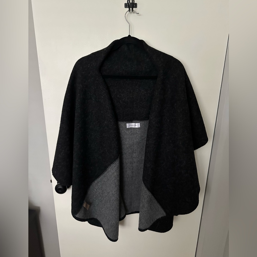 Black and grey color block sweater cape/jacket.